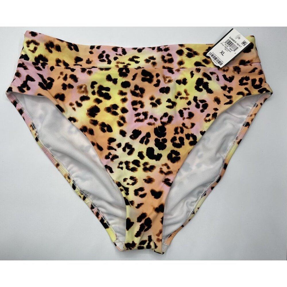 BAR III Bikini‎ Bottom Bikini Bottom Womens Size XL Leopard High Waist